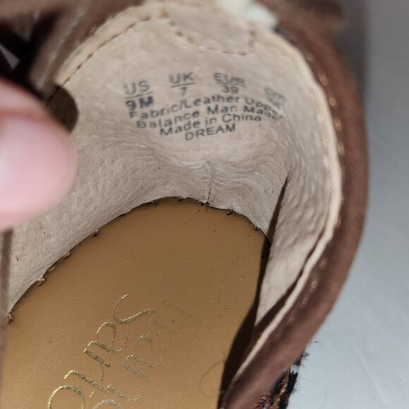 FRANCO SARTO Dream Tie Ankle Espadrille Sandal Womens 9M Brown White Geometric - Picture 2 of 10